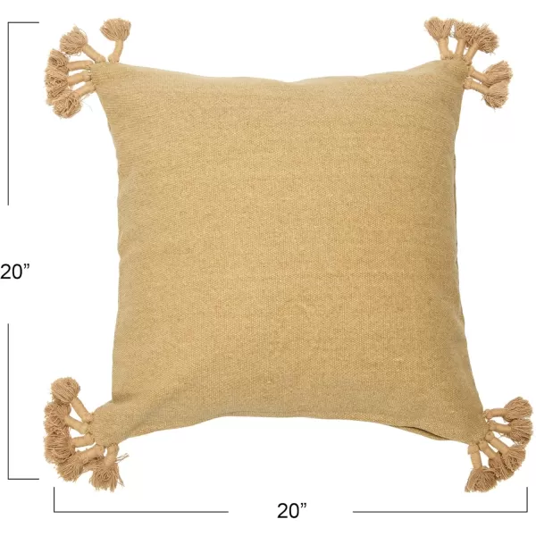 Creative CoOp 20quot Square Canvas Pillow Tassels Decorative Pillow Cover BeigeBeige