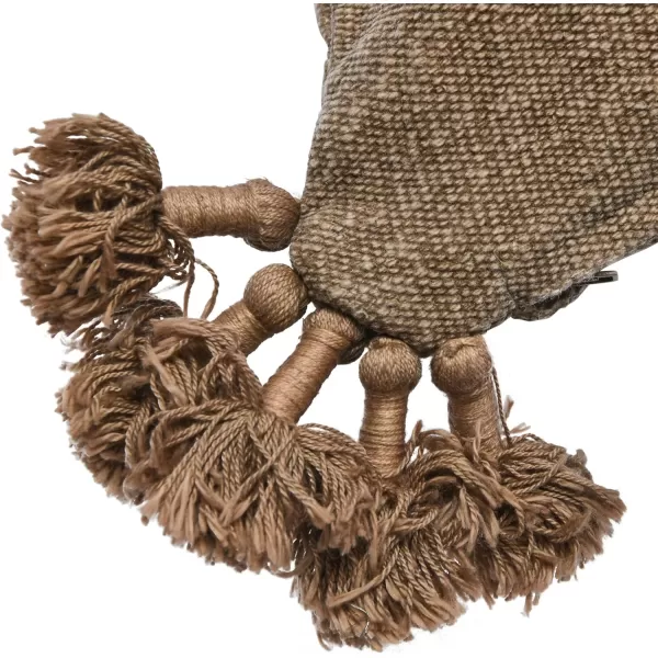 Creative CoOp 20quot Square Canvas Pillow Tassels Decorative Pillow Cover BeigeFlax