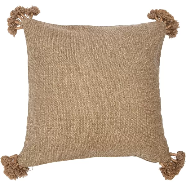 Creative CoOp 20quot Square Canvas Pillow Tassels Decorative Pillow Cover BeigeFlax
