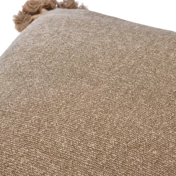 Creative CoOp 20quot Square Canvas Pillow Tassels Decorative Pillow Cover BeigeFlax