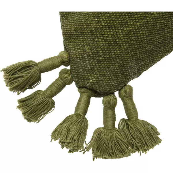 Creative CoOp 20quot Square Canvas Pillow Tassels Decorative Pillow Cover BeigeGreen