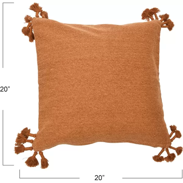 Creative CoOp 20quot Square Canvas Pillow Tassels Decorative Pillow Cover BeigeRust