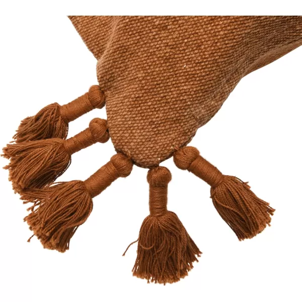 Creative CoOp 20quot Square Canvas Pillow Tassels Decorative Pillow Cover BeigeRust
