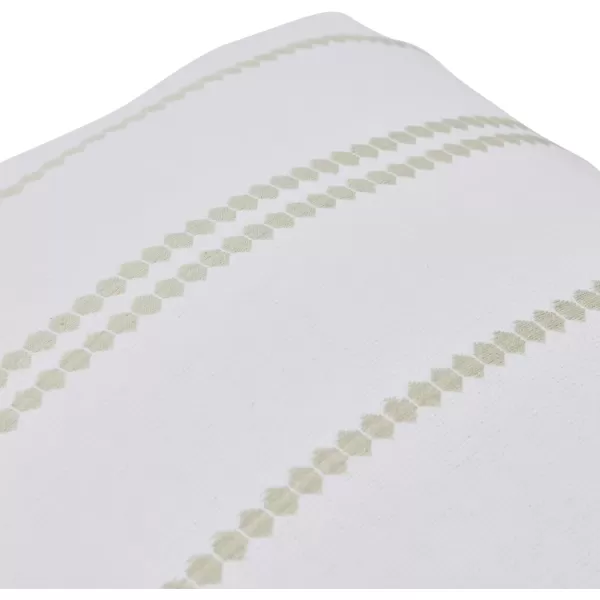 imageCreative CoOp 20quot Square Embroidered Multistripe Cotton Pillow Decorative Pillow Cover 20quot x 20quot White StripesGreen and Green
