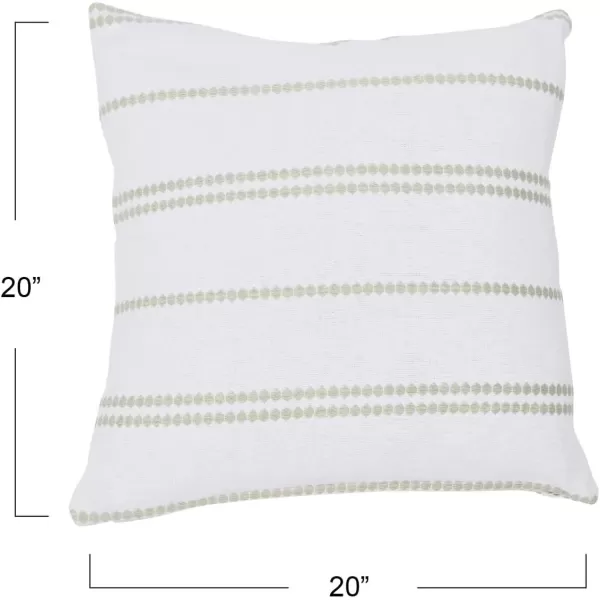 imageCreative CoOp 20quot Square Embroidered Multistripe Cotton Pillow Decorative Pillow Cover 20quot x 20quot White StripesGreen and Green