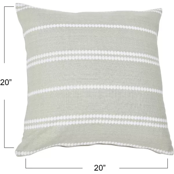 imageCreative CoOp 20quot Square Embroidered Multistripe Cotton Pillow Decorative Pillow Cover 20quot x 20quot White StripesWhite Stripes