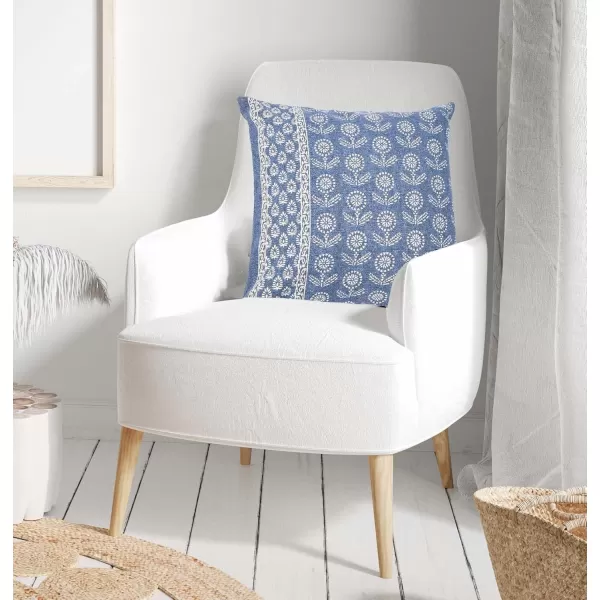 Creative CoOp 20quot Square Floral Fields Pillow Decorative Pillow 20quot x 20quot BlueBlue