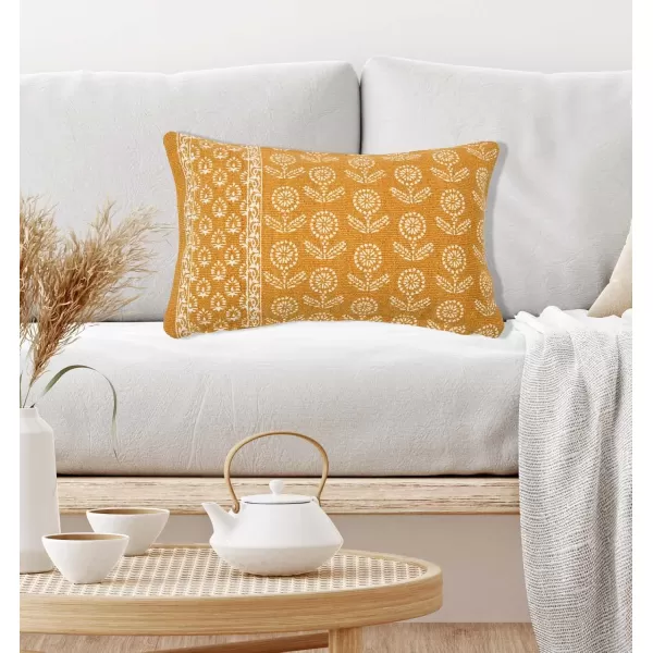 Creative CoOp 20quot Square Floral Fields Pillow Decorative Pillow 20quot x 20quot BlueYellow