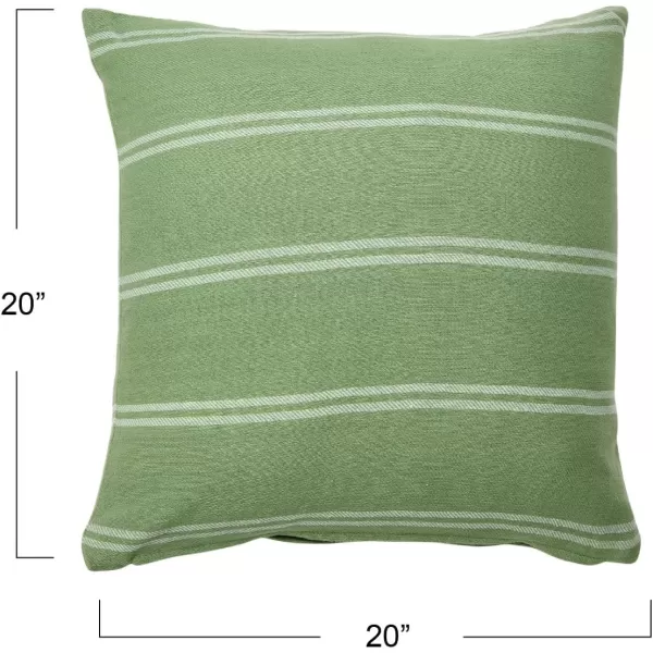 Creative CoOp 20quot Square Interwoven Striped Cotton Pillow Decorative Pillow 20quot x 20quot TerracottaThick Green Striped