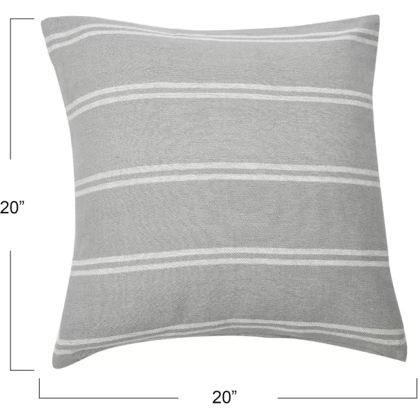 Creative CoOp 20quot Square Interwoven Striped Cotton Pillow Decorative Pillow 20quot x 20quot TerracottaThick Grey Striped