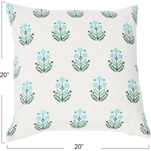 Creative CoOp 20quot Square Ivy Print Cotton Pillow Decorative Pillow Cover 20quot x 20quot RedWhiteBlueGreen