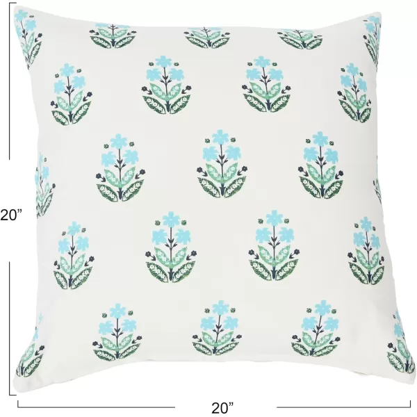 Creative CoOp 20quot Square Ivy Print Cotton Pillow Decorative Pillow Cover 20quot x 20quot RedWhiteBlueGreen