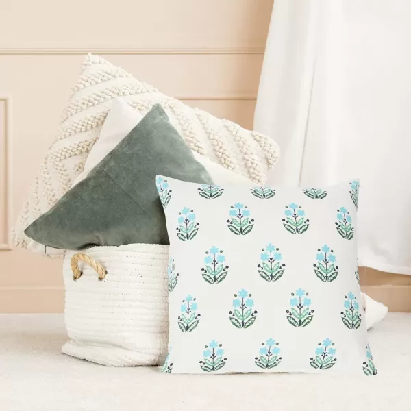 Creative CoOp 20quot Square Ivy Print Cotton Pillow Decorative Pillow Cover 20quot x 20quot RedWhiteBlueGreen