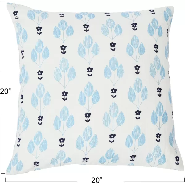 Creative CoOp 20quot Square Ivy Print Cotton Pillow Decorative Pillow Cover 20quot x 20quot RedWhiteLight BlueWhite