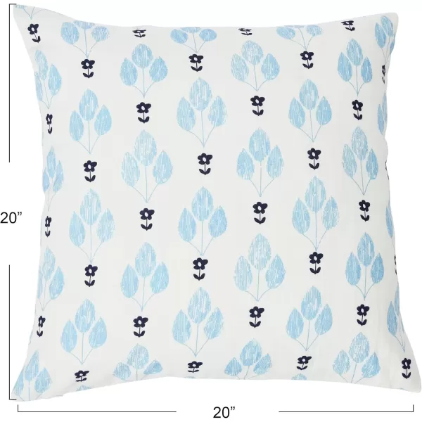 Creative CoOp 20quot Square Ivy Print Cotton Pillow Decorative Pillow Cover 20quot x 20quot RedWhiteLight BlueWhite
