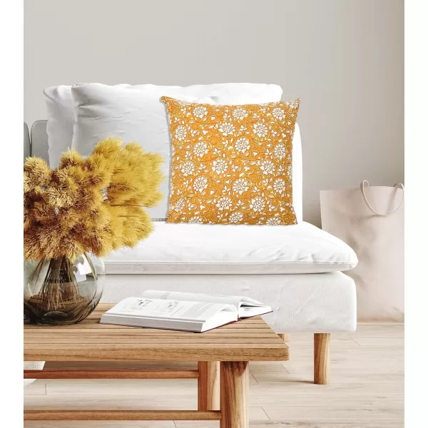 Creative CoOp 20quot Square Ivy Print Cotton Pillow Decorative Pillow Cover 20quot x 20quot RedWhiteMarigoldCream
