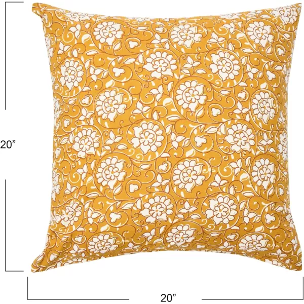 Creative CoOp 20quot Square Ivy Print Cotton Pillow Decorative Pillow Cover 20quot x 20quot RedWhiteMarigoldCream
