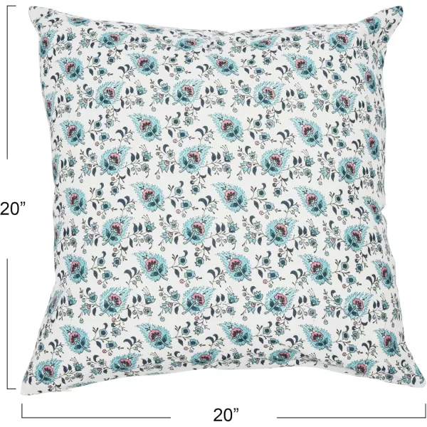 Creative CoOp 20quot Square Ivy Print Cotton Pillow Decorative Pillow Cover 20quot x 20quot RedWhiteTealWhite