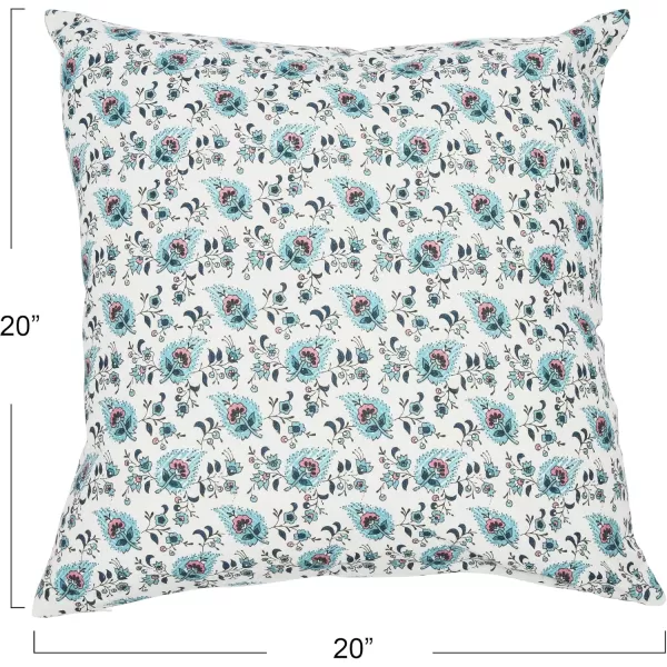 Creative CoOp 20quot Square Ivy Print Cotton Pillow Decorative Pillow Cover 20quot x 20quot RedWhiteTealWhite