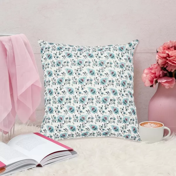 Creative CoOp 20quot Square Ivy Print Cotton Pillow Decorative Pillow Cover 20quot x 20quot RedWhiteTealWhite