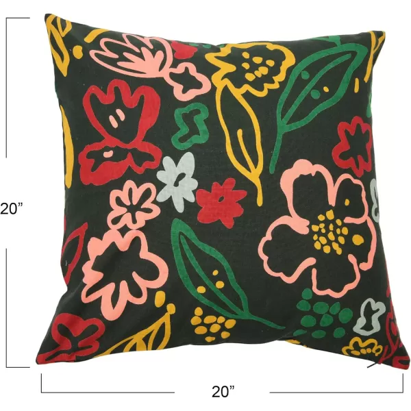 imageCreative CoOp 20quot Square Jaunty Floral Printed Pillow CoverCover and Insert
