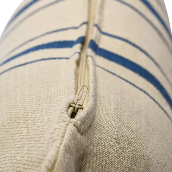 imageCreative CoOp 20quot Square Multistripe Woven Cotton Pillow Beige and Blue