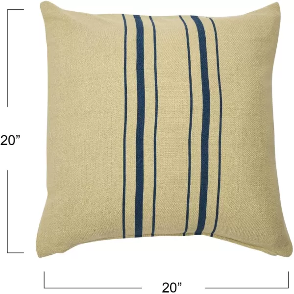 imageCreative CoOp 20quot Square Multistripe Woven Cotton Pillow Beige and Blue