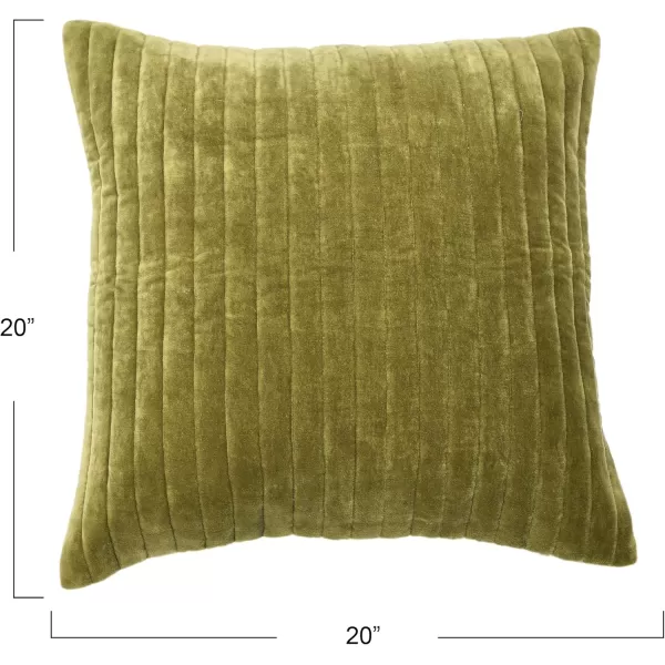 imageCreative CoOp 20quot Square Quilted Velvet Pillow Channel Stitch Decorative Pillow Cover 20quot x 20quot GreenGreen