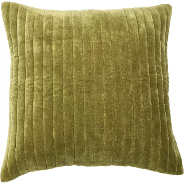 imageCreative CoOp 20quot Square Quilted Velvet Pillow Channel Stitch Decorative Pillow Cover 20quot x 20quot GreenGreen