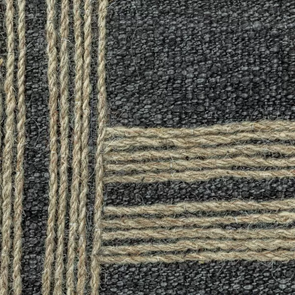 Creative CoOp 24 Inches Cotton Blend Lumbar Jute Embroidery Charcoal and Natural Pillow Gray