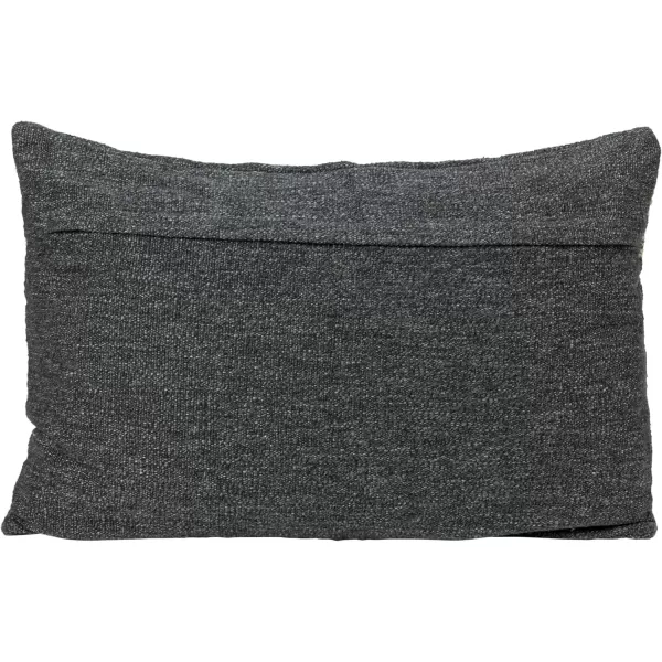 Creative CoOp 24 Inches Cotton Blend Lumbar Jute Embroidery Charcoal and Natural Pillow Gray
