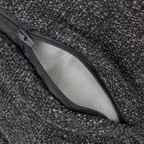Creative CoOp 24 Inches Cotton Blend Lumbar Jute Embroidery Charcoal and Natural Pillow Gray