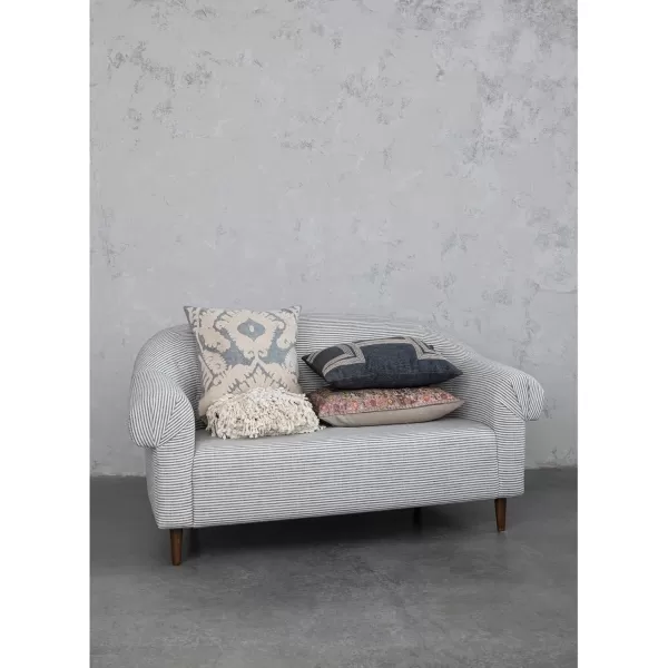 Creative CoOp 24 Inches Cotton Blend Lumbar Jute Embroidery Charcoal and Natural Pillow Gray