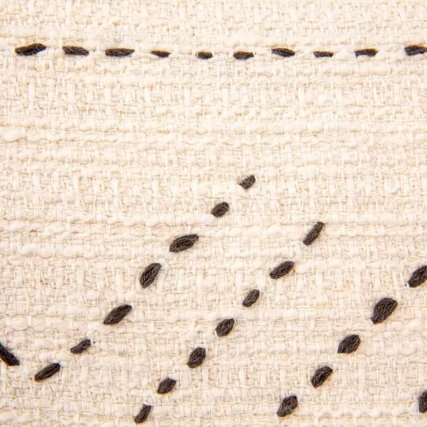 Creative CoOp 24 Inches HandEmbroidered Cotton Lumbar Kantha Stitch Natural and Black Pillow