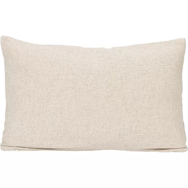 Creative CoOp 24 Inches HandEmbroidered Linen Blend Printed Lumbar Botanicals Kantha Stitch and Flanged Edge Multicolored Pillow Natural