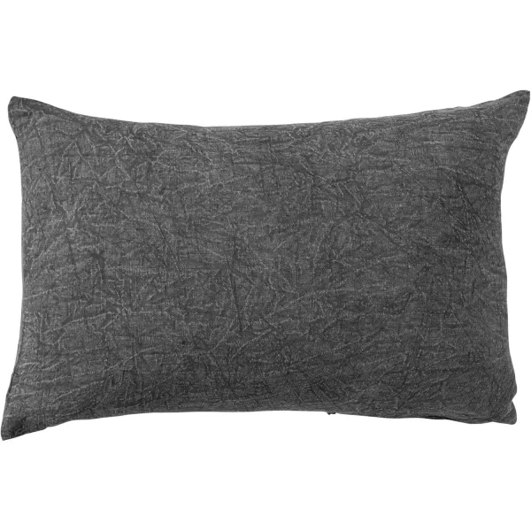 Creative CoOp 24 Inches Stonewashed Linen Lumbar Charcoal Pillow Gray