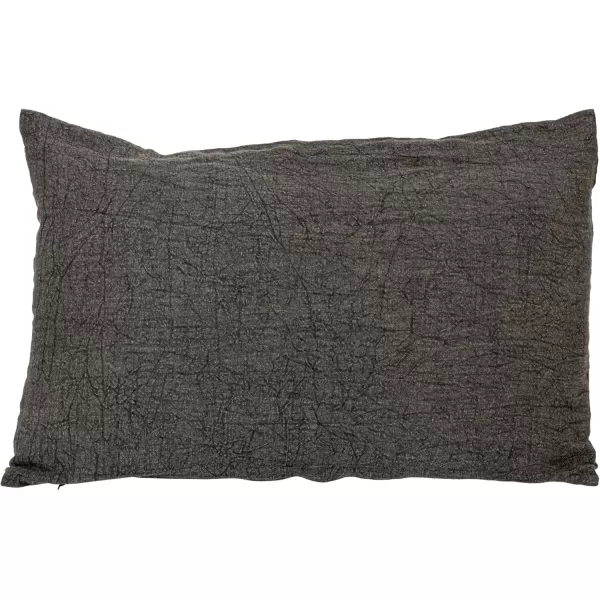 Creative CoOp 24 Inches Stonewashed Linen Lumbar Charcoal Pillow Gray