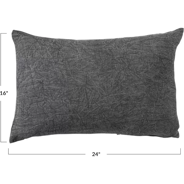 Creative CoOp 24 Inches Stonewashed Linen Lumbar Charcoal Pillow Gray