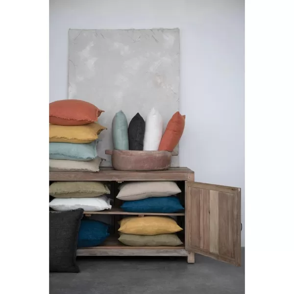 Creative CoOp 24 Inches Stonewashed Linen Lumbar Mustard Pillow Yellow