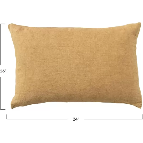 Creative CoOp 24 Inches Stonewashed Linen Lumbar Mustard Pillow Yellow