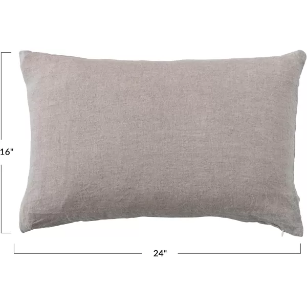 Creative CoOp 24 Inches Stonewashed Linen Lumbar Natural Pillow