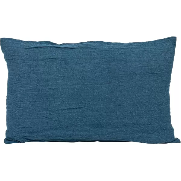 Creative CoOp 24 Inches Stonewashed Linen Lumbar Navy Pillow Blue