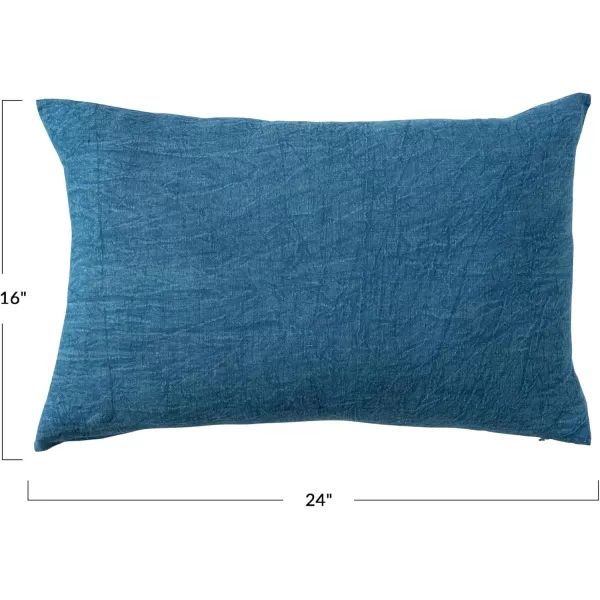 Creative CoOp 24 Inches Stonewashed Linen Lumbar Navy Pillow Blue