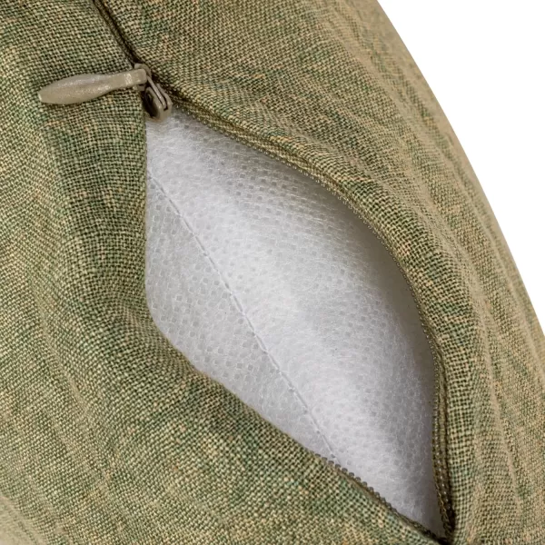 Creative CoOp 24 Inches Stonewashed Linen Lumbar Olive Pillow Green