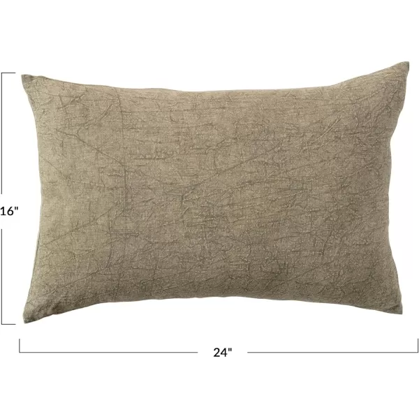 Creative CoOp 24 Inches Stonewashed Linen Lumbar Olive Pillow Green