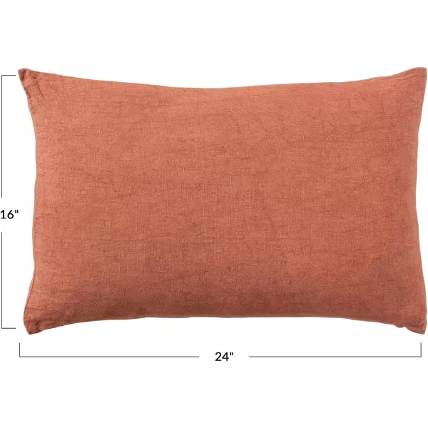 Creative CoOp 24 Inches Stonewashed Linen Lumbar Rust Pillow Orange
