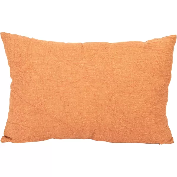 Creative CoOp 24 Inches Stonewashed Linen Lumbar Rust Pillow Orange