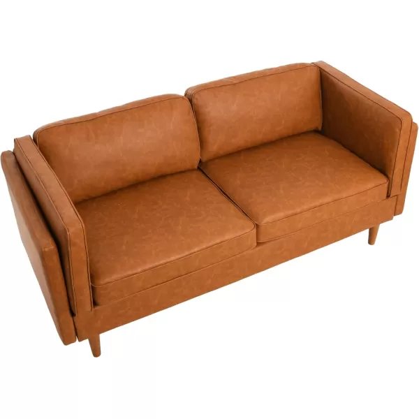 Creative CoOp Atley High Sided Sofas Vegan Cognac LeatherCognac