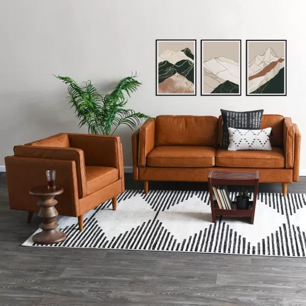 Creative CoOp Atley High Sided Sofas Vegan Cognac LeatherCognac
