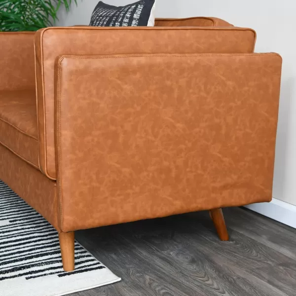 Creative CoOp Atley High Sided Sofas Vegan Cognac LeatherCognac